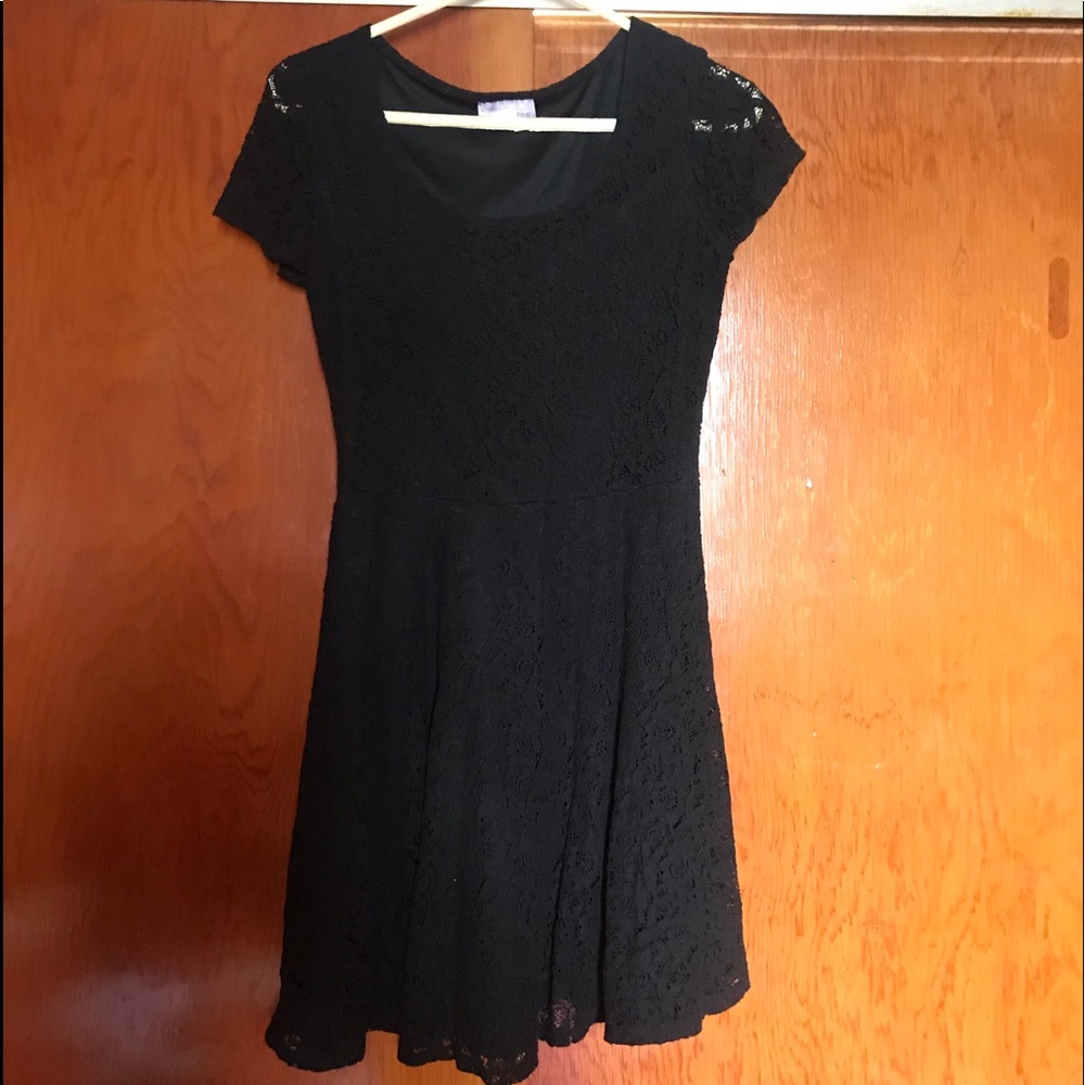 Black Lace Skater Dress